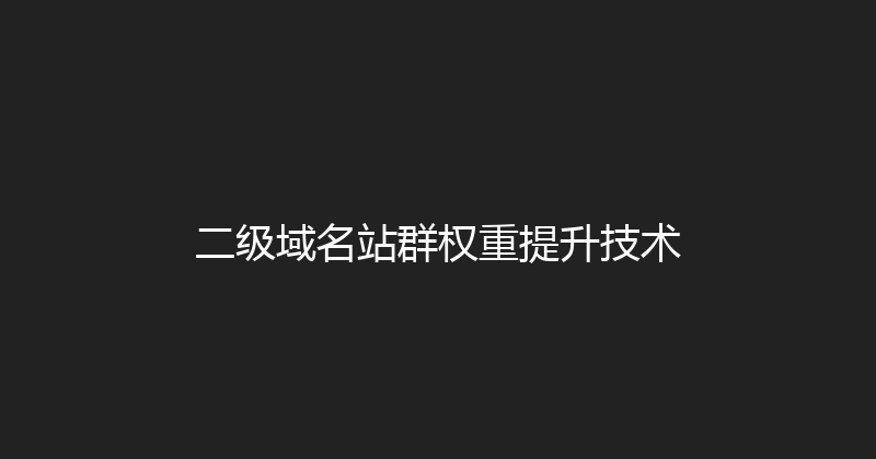 二级域名站群权重提升技术 封面图