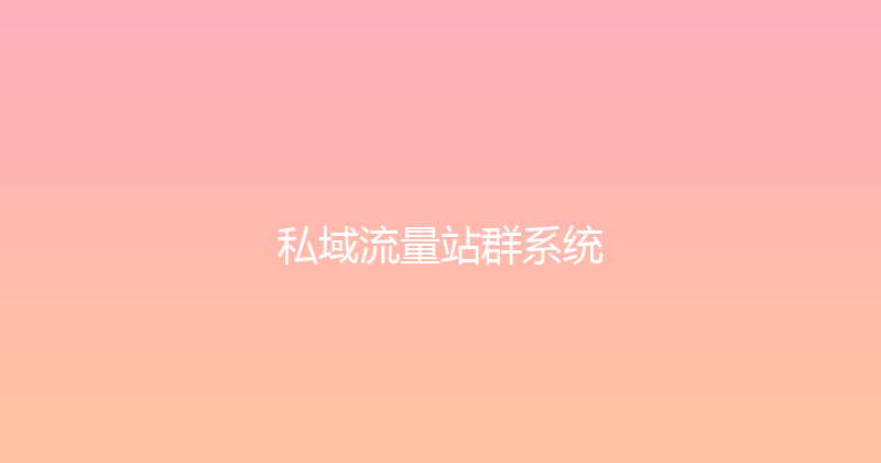 私域流量站群系统 封面图