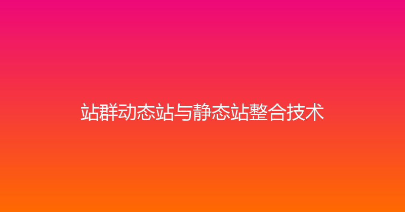 站群动态站与静态站整合技术 封面图