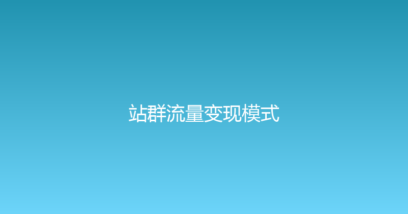 站群流量变现模式 封面图