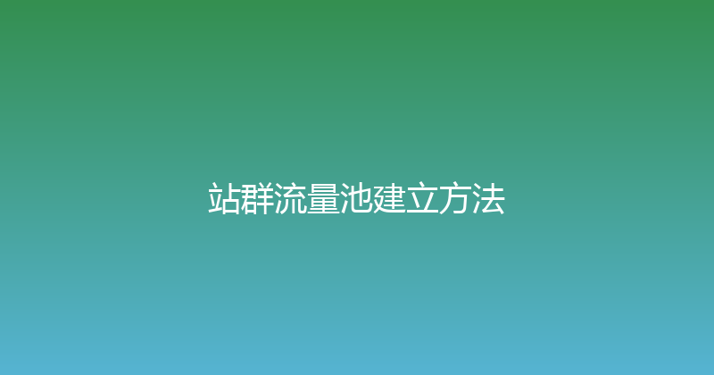 站群流量池建立方法 封面图