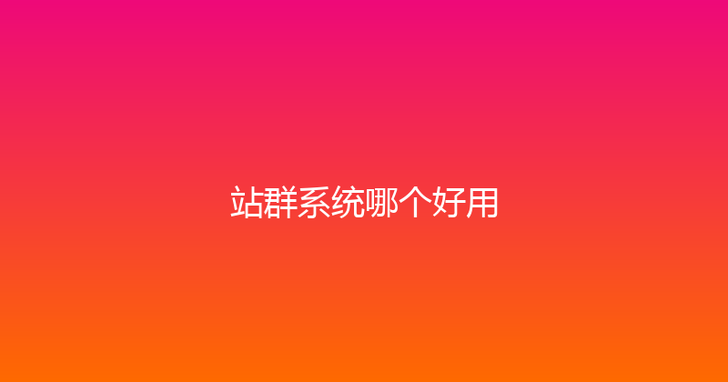 站群系统哪个好用 封面图