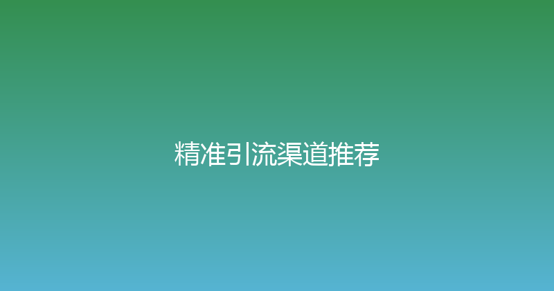 精准引流渠道推荐 封面图