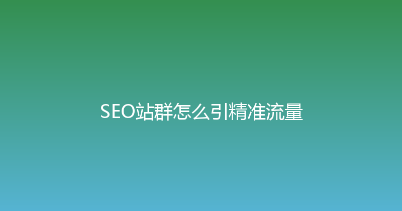 SEO站群怎么引精准流量 封面图